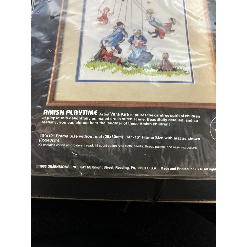 Dimensions AMISH PLAYTIME Counted‎ Cross Stitch Kit #3622 Vtg 1986 Sealed